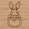 Vector Rabbit Head Clip Art A cute rabbit's head peeking out from behind a pocket, designed as a vector clip art.