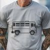 Bus Vector Graphic Design A 2D representation of a bus vehicle with detailed components and lines.