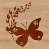 A colorful illustration of a butterfly with delicate wings, suitable for use in gardening designs or as clip art.