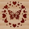 Stylized Butterfly Clip Art Colorful butterfly design featuring a stylized insect with love hearts in various colors.
