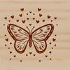 Lovely Garden Winged Friend Vector A colorful butterfly with intricate patterns and love hearts on its wings, suitable for gardening-themed designs.
