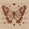 Vibrant Butterfly with Love Hearts SVG Illustration A colorful butterfly with love hearts surrounding its body, suitable for gardening-themed designs and illustrations.