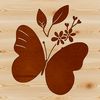 A delicate butterfly silhouette with intricate floral patterns, suitable for gardening and craft projects.