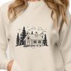 Vector graphic representation of a rustic cabin with a sloping roof.