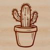 Arid Landscape Icon An outline design of a prickly succulent plant commonly found in arid landscapes.