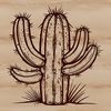 Prickly Greenery Vector Artwork A single-prickled desert plant with green stem and flat leaves.