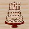 Birthday Treat Graphic Design A colorful birthday cake with candles, depicted as a vector graphic design.