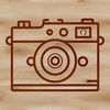 Simple line drawing of a camera with a minimalist design concept.