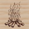 A realistic illustration of a camp fire with flames, suitable for outdoor-themed projects.
