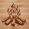 Illustrated SVG design featuring a camp fire with flames burning in the outdoors setting.