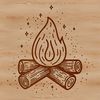 A campfire illustration with burning flames and warmth, suitable for outdoor-themed projects.