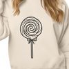 Delicious Candy Icon A vector graphic representation of a classic candy lollipop.