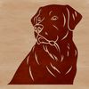 A digital illustration of a friendly Labrador Retriever breed dog.