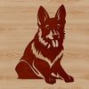 German Shepherd Dog Graphic Vector A graphic representation of a German shepherd lying on its side.
