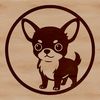 A digital illustration of a small Chihuahua in a simple silhouette style.