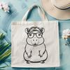 Stylized Capybara in Spectacles A rodent, known as the world's largest semi-aquatic mammal, depicted wearing glasses in a stylized design.