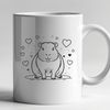 Love-Filled Capybara Design A digital illustration of a capybara with love hearts surrounding it.