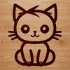 A simple line drawing of a sitting cat, ideal for vector art and clip art projects.