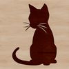 A cute domestic cat sitting in a relaxed position, designed as vector art suitable for various graphic designs.