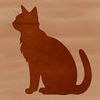A simple silhouette cat sitting on a white background.