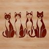 Playful Cat Portrait in Various Poses A stylized illustration of a domesticated cat in various poses and expressions.