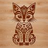 Ornate Kitty Silhouette A stylized illustration of a cute sitting kitten with ornate details.