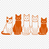A stylized illustration of a domestic cat in various colors.