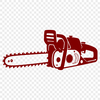 An illustration of a chainsaw tool, suitable for vector design projects.