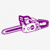 A digital illustration of a chainsaw tool with metallic details.
