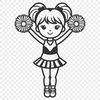 A young female cheerleader in sport attire, suitable for vector design.
