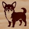 Close-up illustration of a small Chihuahua dog with simple lines and minimal details.