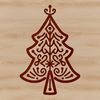 Festive Xmas Tree Graphics Illustrative Christmas tree with ornaments and lights, suitable for vector design and cutting machine projects.