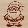Digital Father Christmas Illustration A digital illustration of Father Christmas standing in front of a festive background, wearing glasses and a red suit.