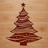 An SVG graphic design of a decorated evergreen tree, suitable for digital projects.