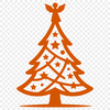 A festive Christmas tree illustration in simple lines and shapes, suitable for various digital and crafting projects.