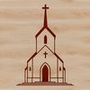 A simple vector illustration of a church building with details suitable for cutting machines like Cricut or laser cutters.