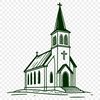 Elegant Church Illustration A simple illustration of a church with a tall steeple and arched windows, suitable for various graphic designs.