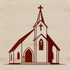 Beautiful Stained Glass Church Vector A detailed vector illustration of a traditional church building with stained glass windows and a bell tower.