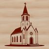 Detailed Church Architecture Vector Graphic A 2D representation of a traditional church building with detailed architecture.