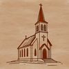Elegant Church Building Vector Art A simple vector illustration of a traditional church building with a prominent steeple.