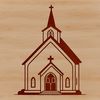 A stylized illustration of a church building, suitable for vector art designs.