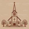 Beautiful Church Building SVG Vector Art A detailed architectural illustration of a church building with a large steeple.