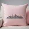 Sunset Cityscape Vector Illustration A digital illustration of a city skyline at sunset, featuring tall skyscrapers and busy streets.