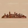 Sunset Metropolis Silhouette A detailed vector illustration of a metropolitan city skyline at sunset.