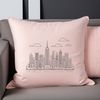 Illustrative city skyline with skyscrapers and buildings in vector format.