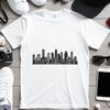 Urban Silhouette at Sunset A detailed illustration of a city skyline at sunset, ideal for vector art and clip art projects.
