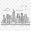 Vector illustration of a city skyline at sunset, ideal for graphic design and cutting machine projects.