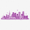 A stylized illustration of a city skyline with modern architecture.
