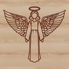 A vector illustration of a serene angel with outstretched wings and halo, suitable for digital designs and craft projects.