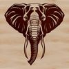Beautiful Line Art Elephant Portrait A vector design of an elephant's face featuring a prominent nose and tusks in simple line art style.